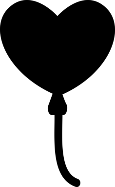 Heart Balloon Black Shape Simple Line Art Svg, Free Vectors File